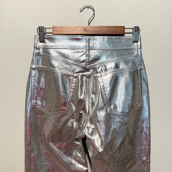 GAP Silver Jeans Cheeky Straight High Rise Faux Leather Coated Size 26/2 - Picture 10 of 12